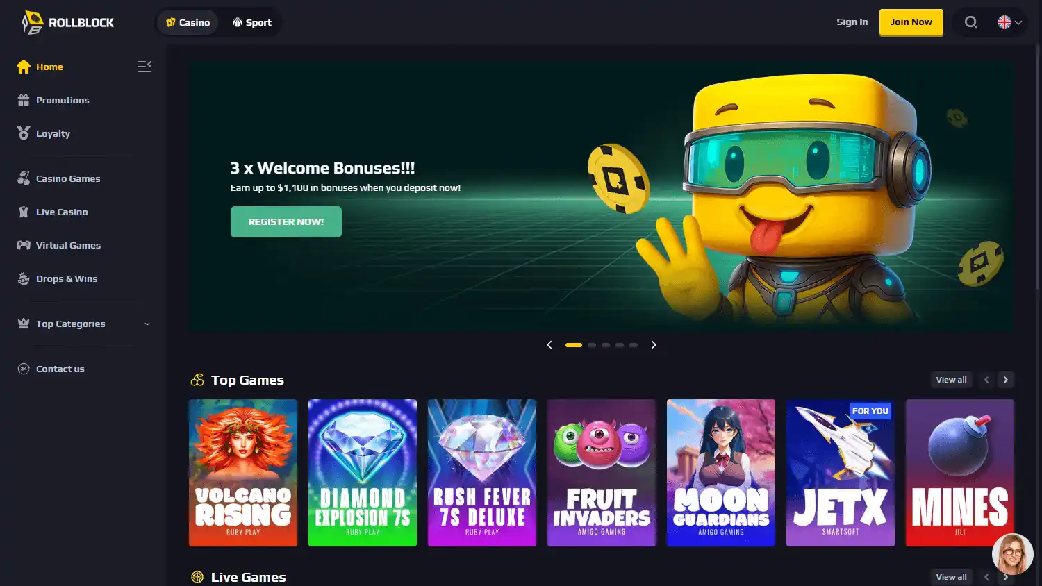 Rollblock Casino screenshot 1