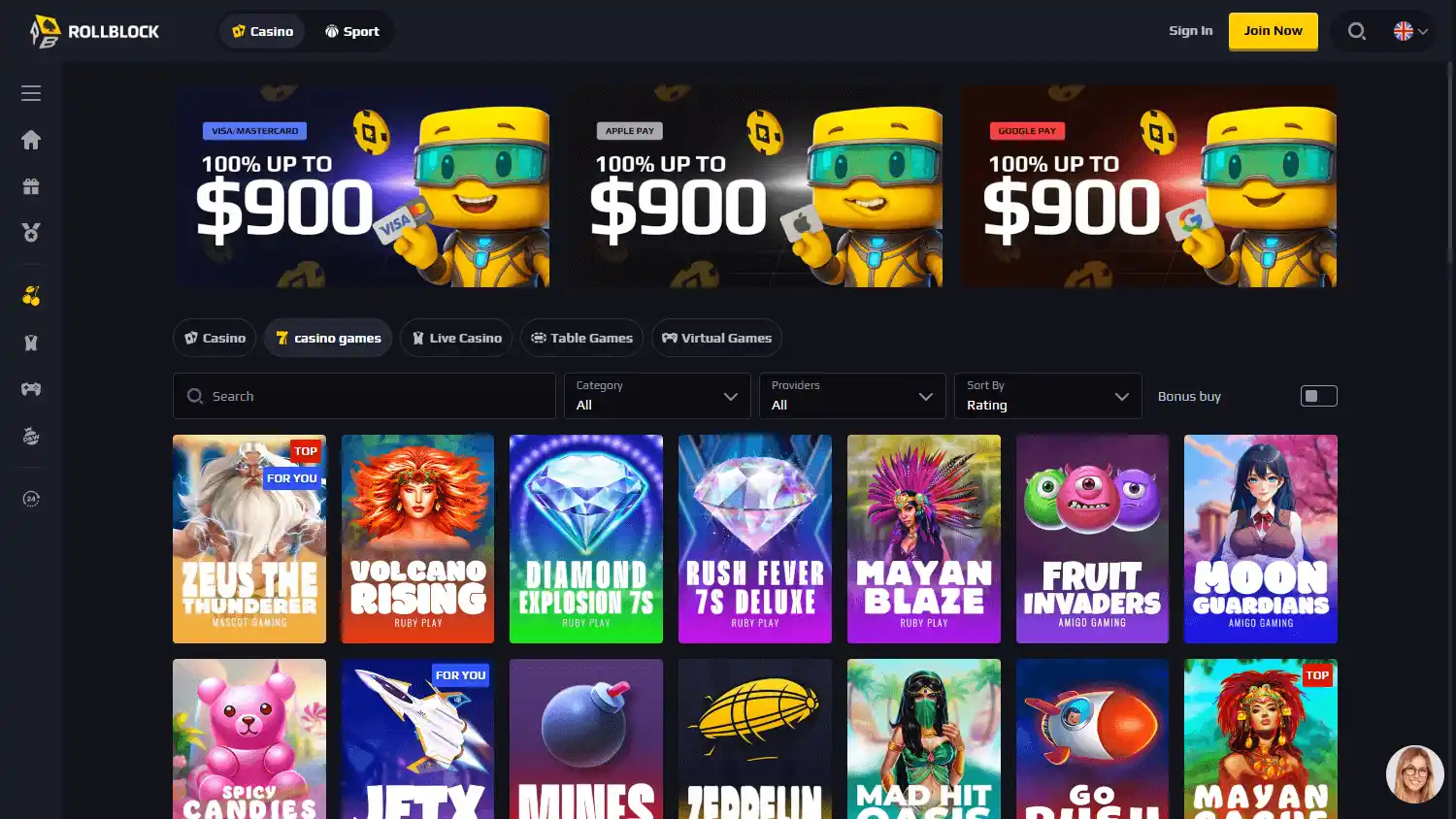 Rollblock Casino screenshot 2