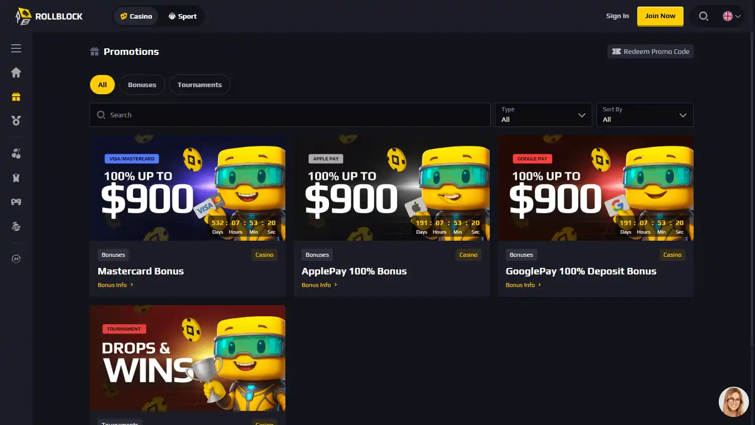 Rollblock Casino screenshot 3