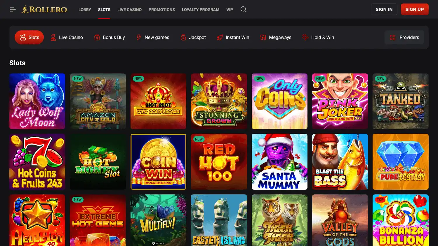 Rollero Casino screenshot 2