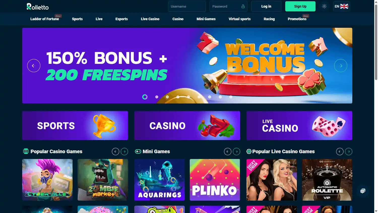 Rolletto Casino screenshot 1