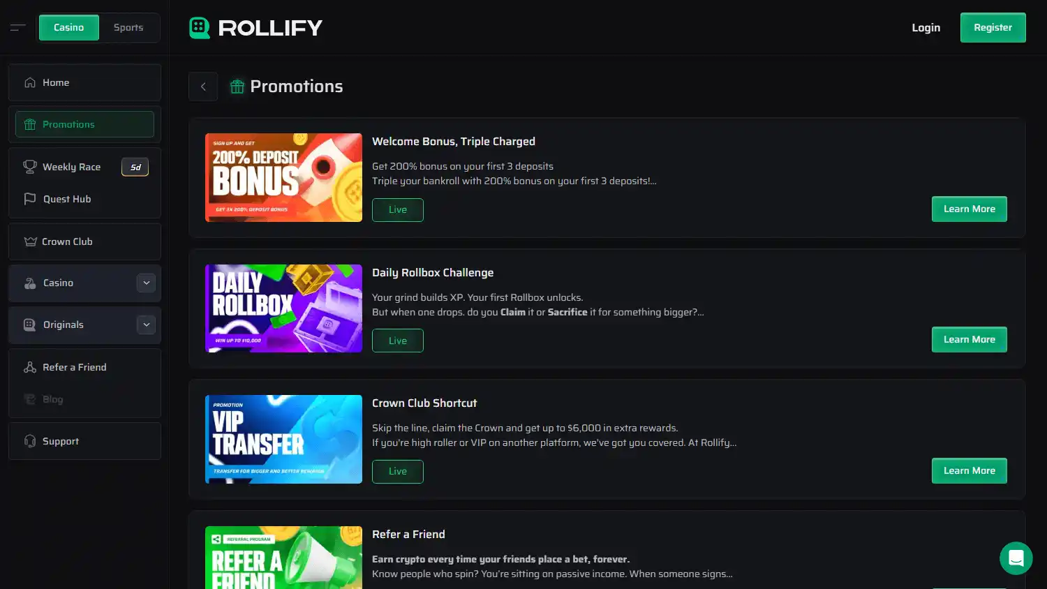 Rollify Casino screenshot 3