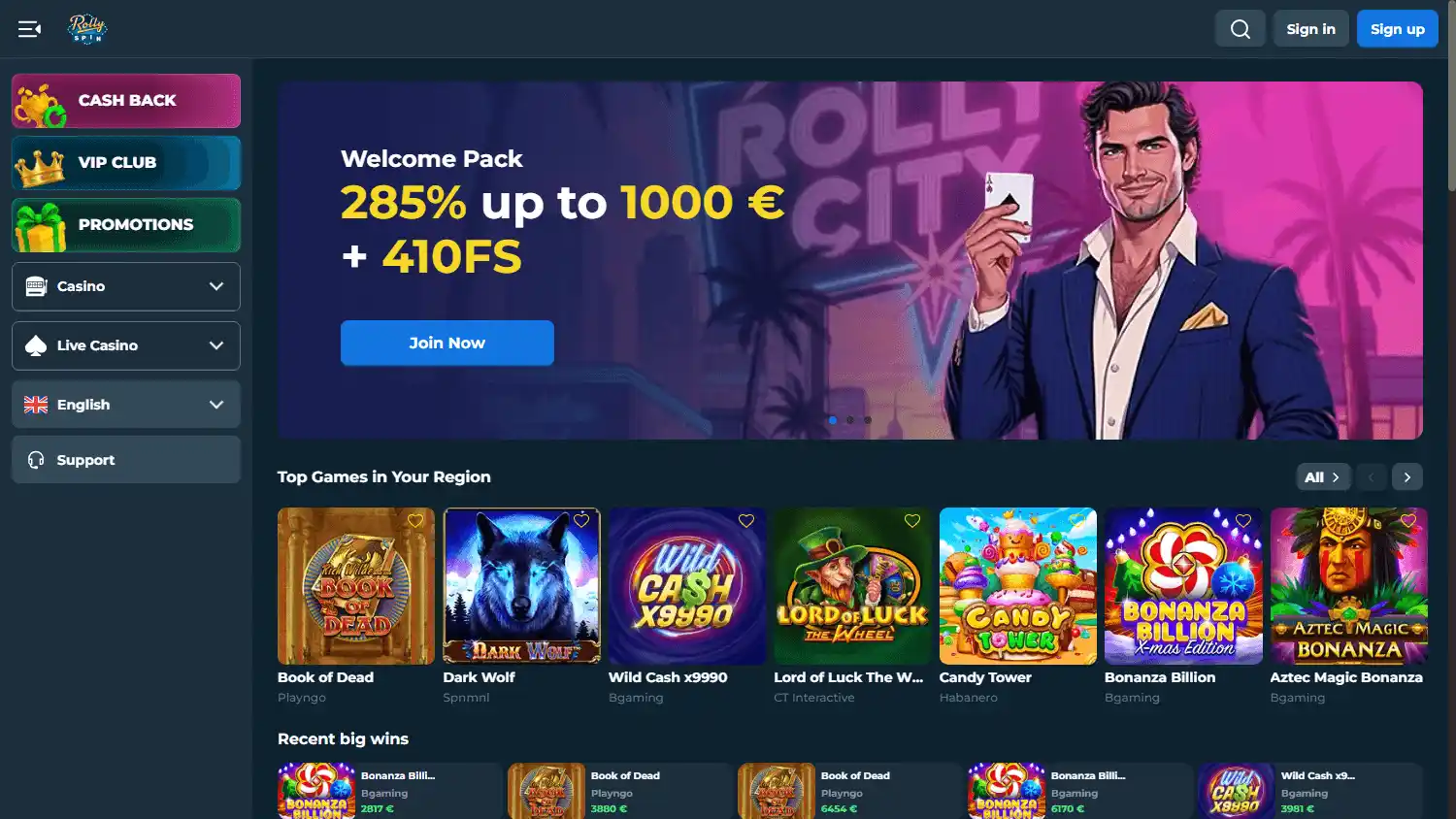 Rolly Spin Casino screenshot 1