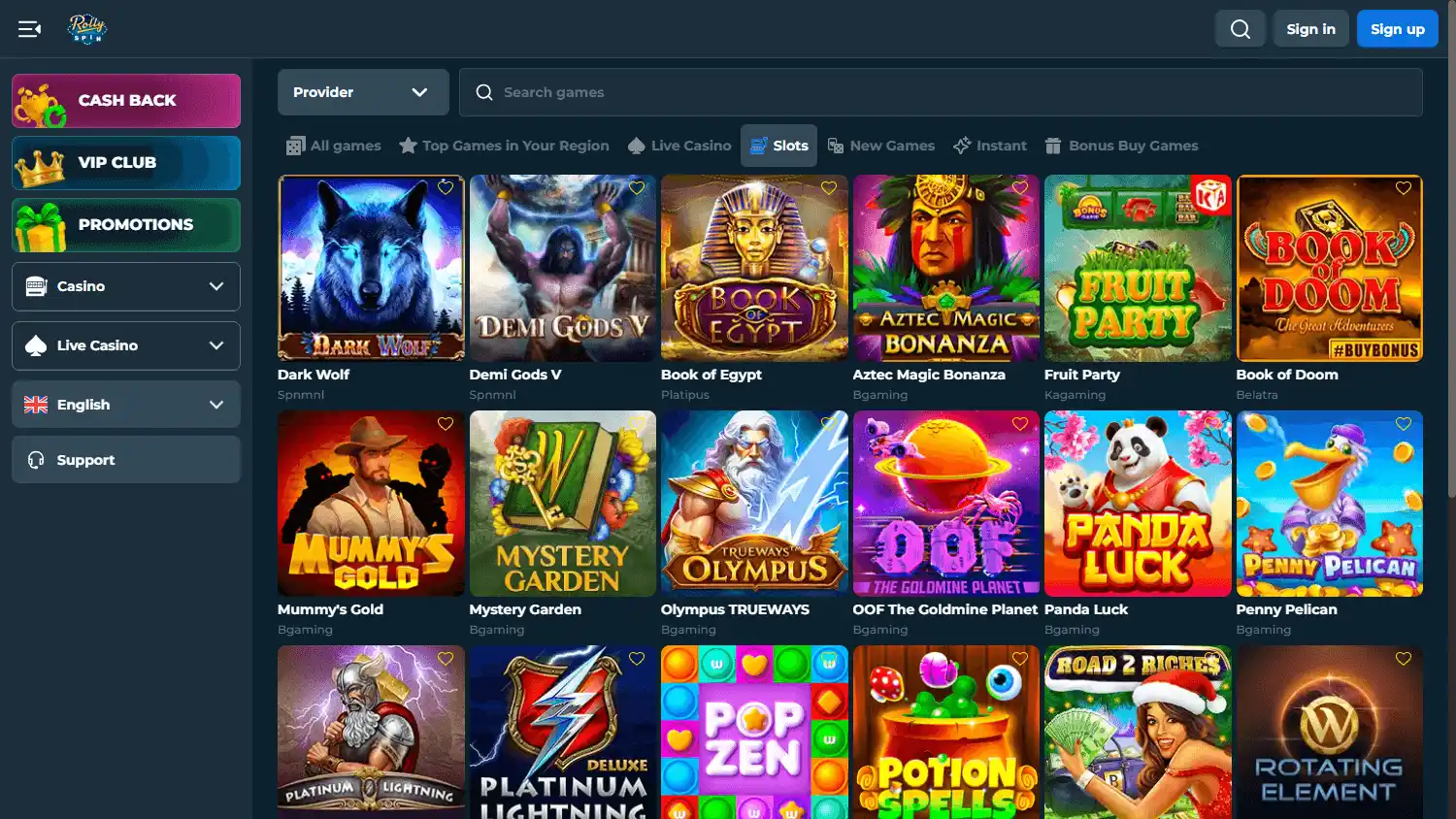 Rolly Spin Casino screenshot 2