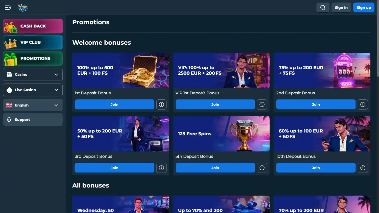 Rolly Spin Casino screenshot 3