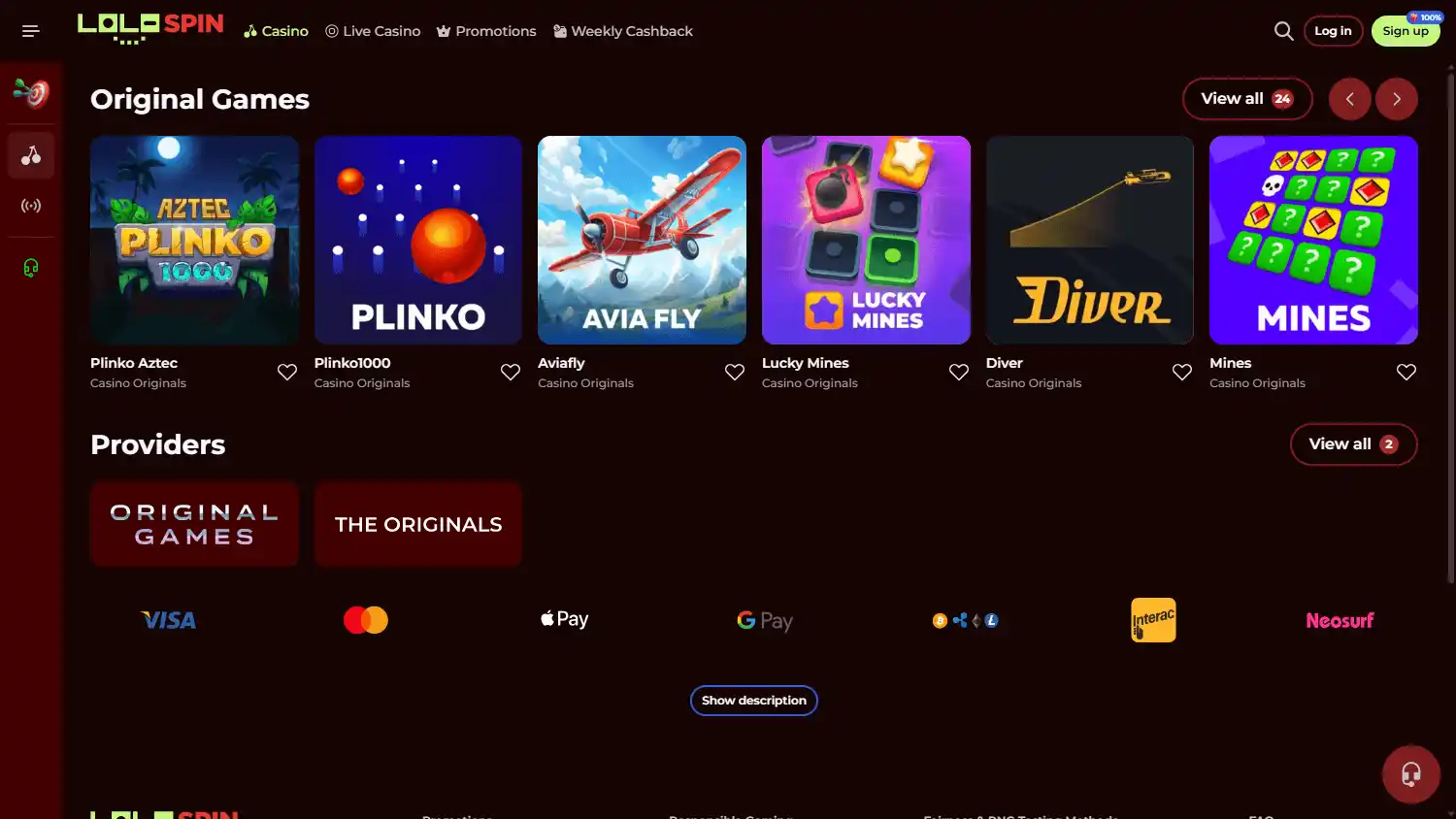 Ronospin Casino screenshot 1