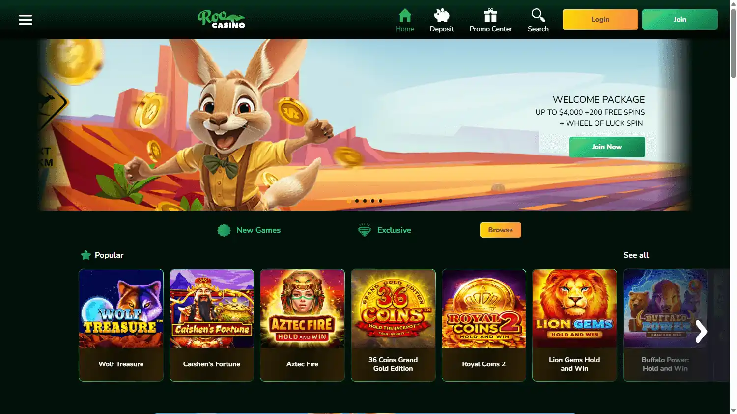 Roo Casino screenshot 1