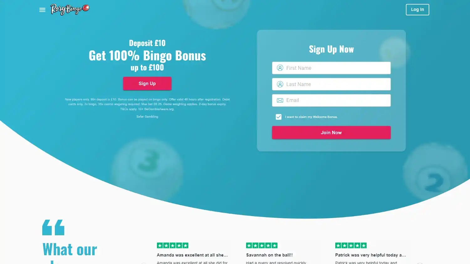 Rosy Bingo Casino screenshot 1