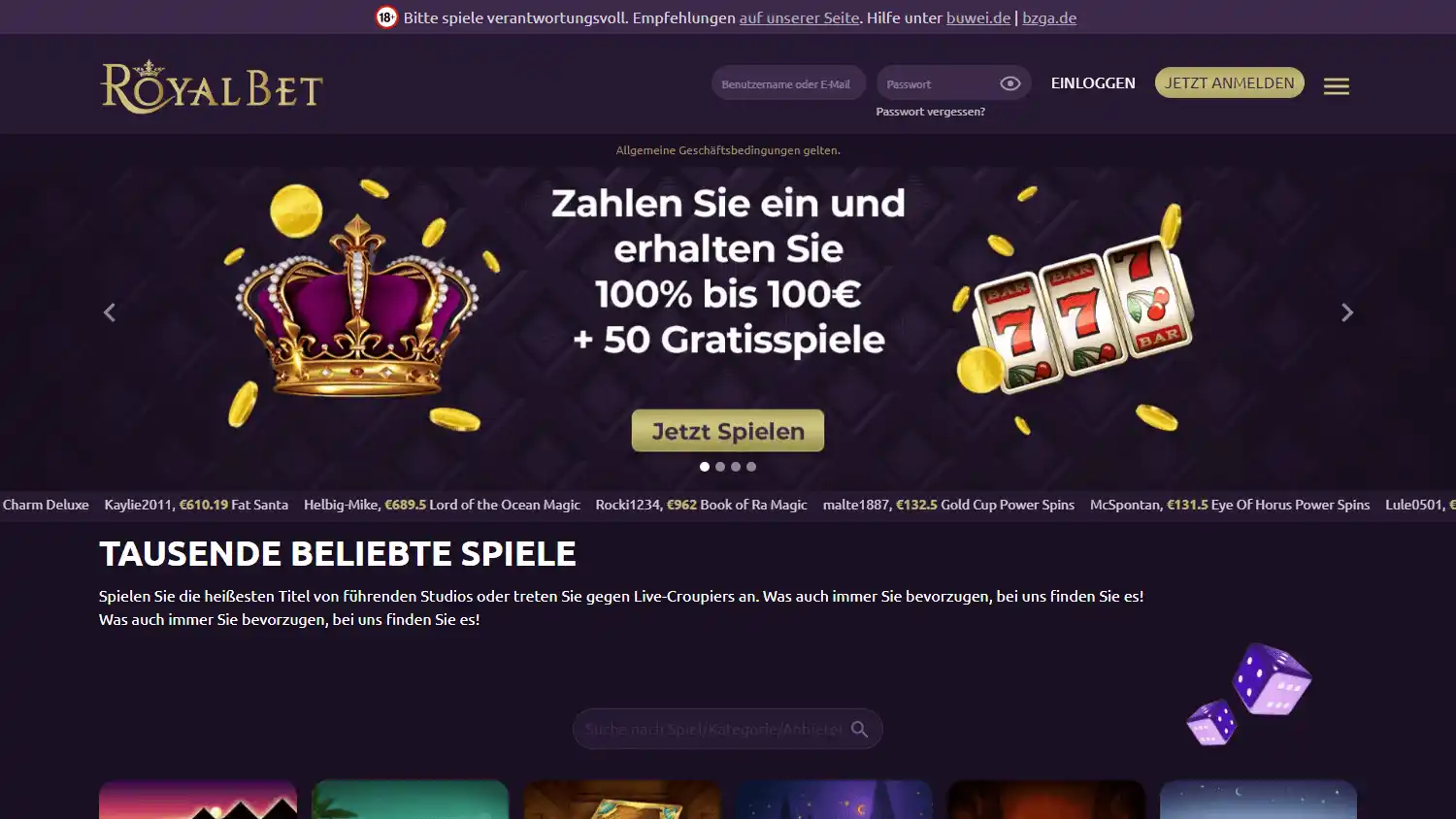 Royal Bet Casino DE screenshot 1