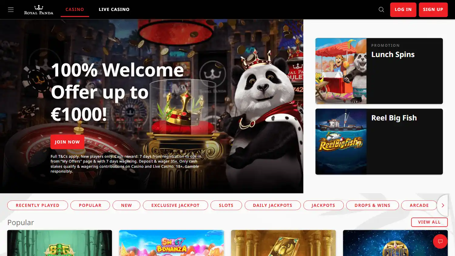 Royal Panda Casino screenshot 1