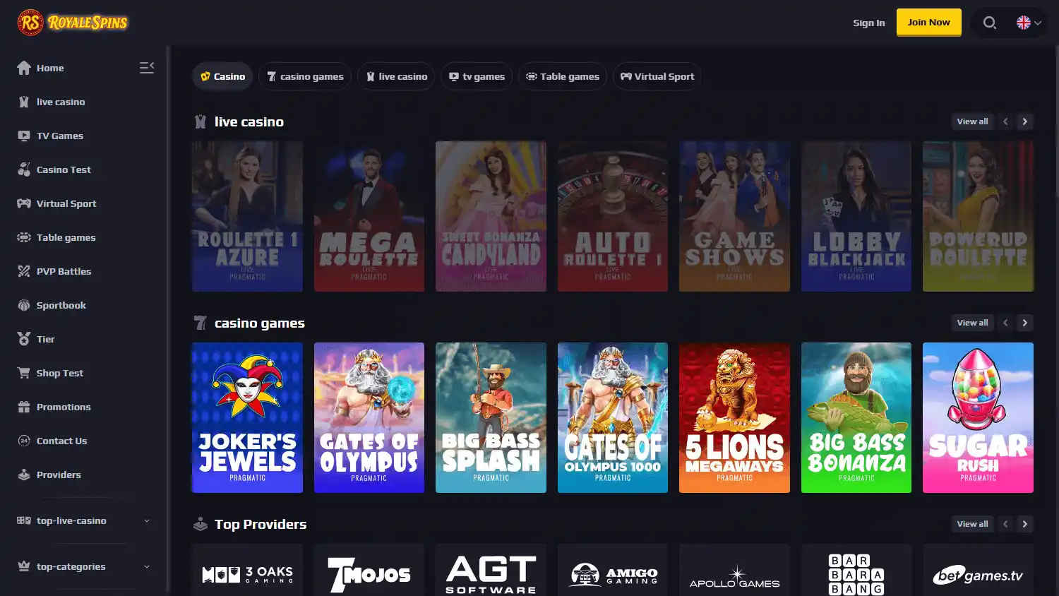 Royale Spins Casino screenshot 2