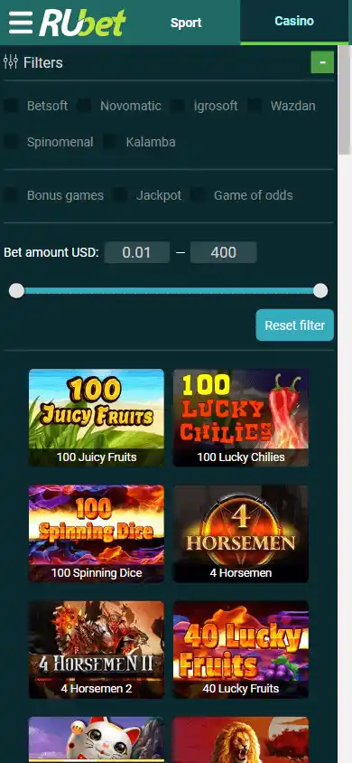 RuBet Casino screenshot 2