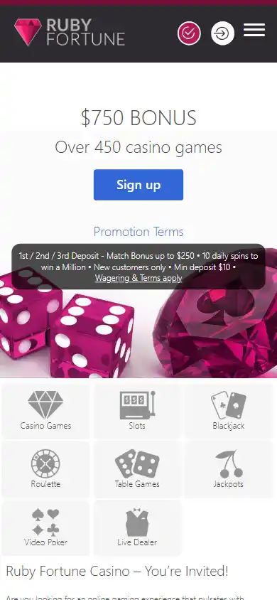 RubyFortune Casino Ontario screenshot 4