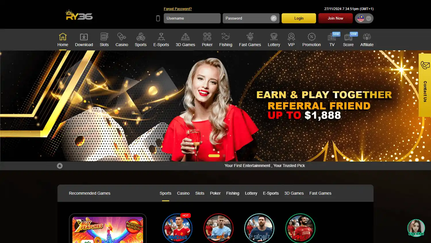 RY36 Casino screenshot 1