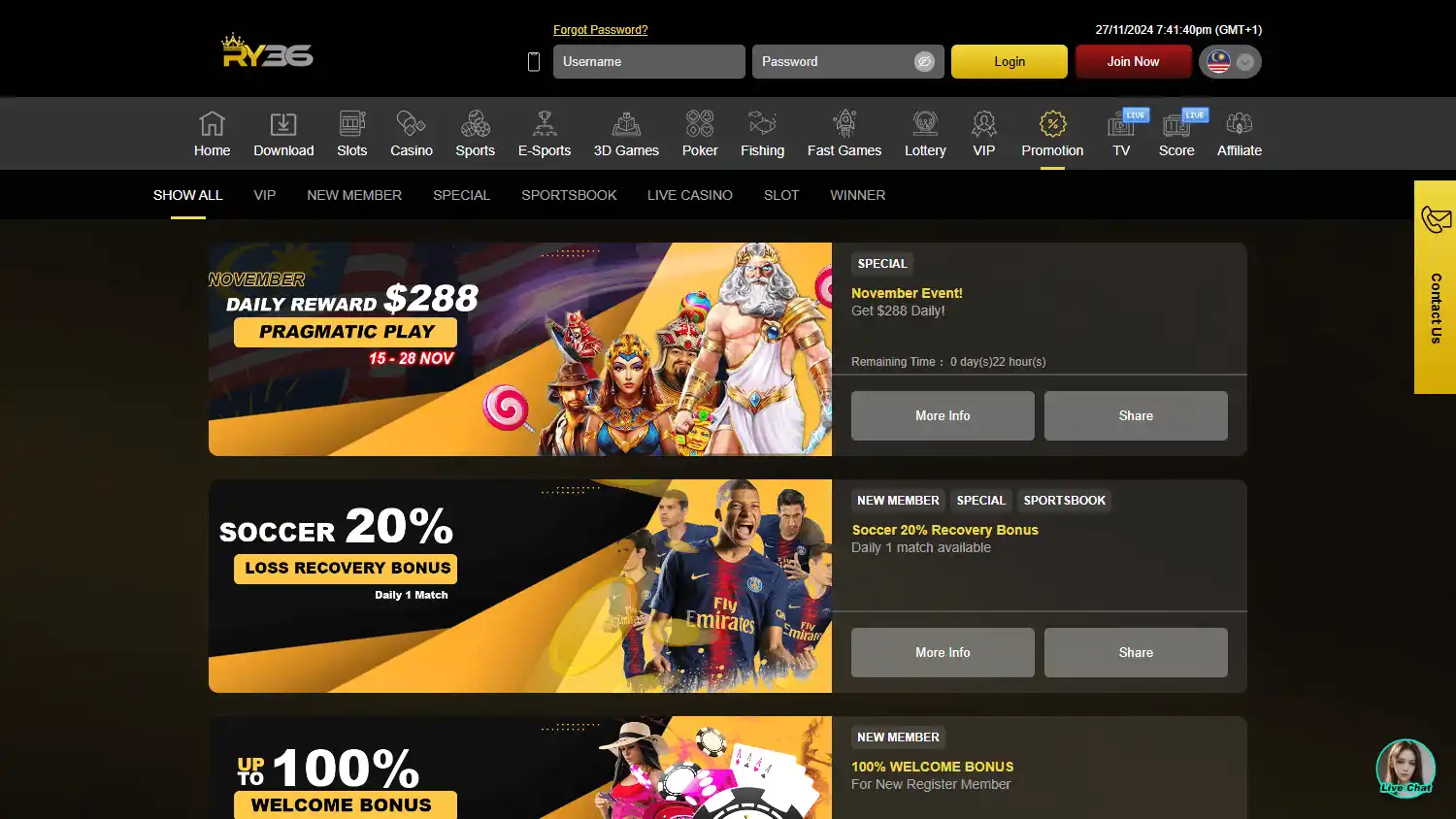 RY36 Casino screenshot 3