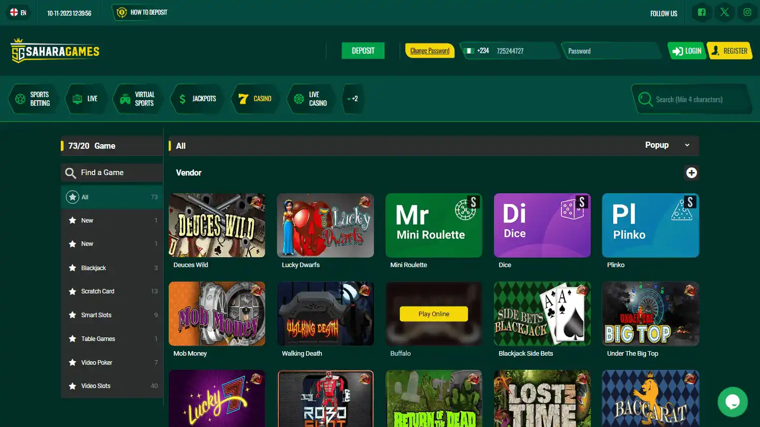 Sahara Games Casino screenshot 2