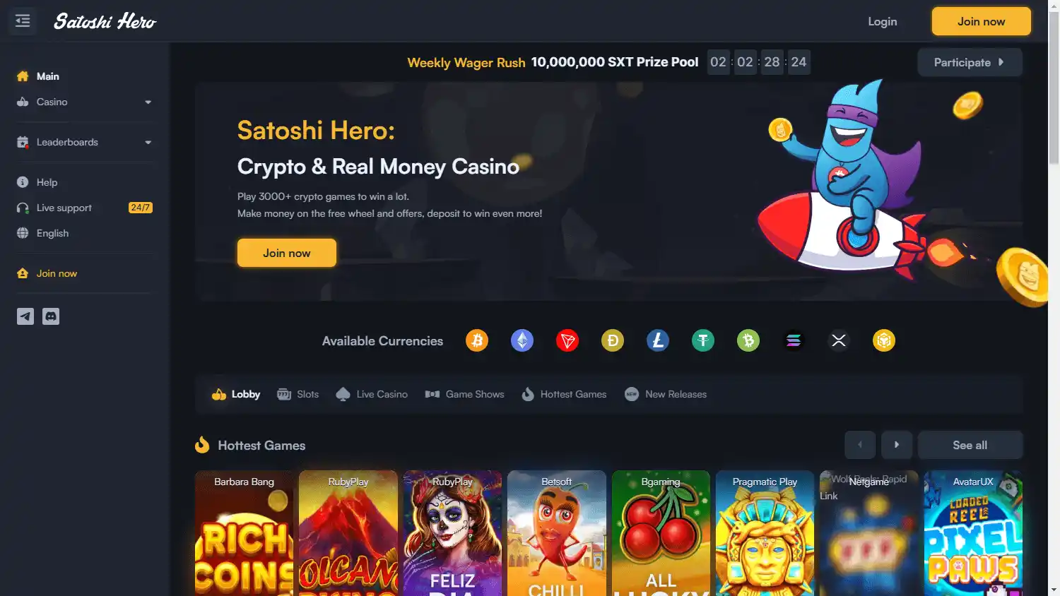 Satoshi Hero Casino screenshot 1