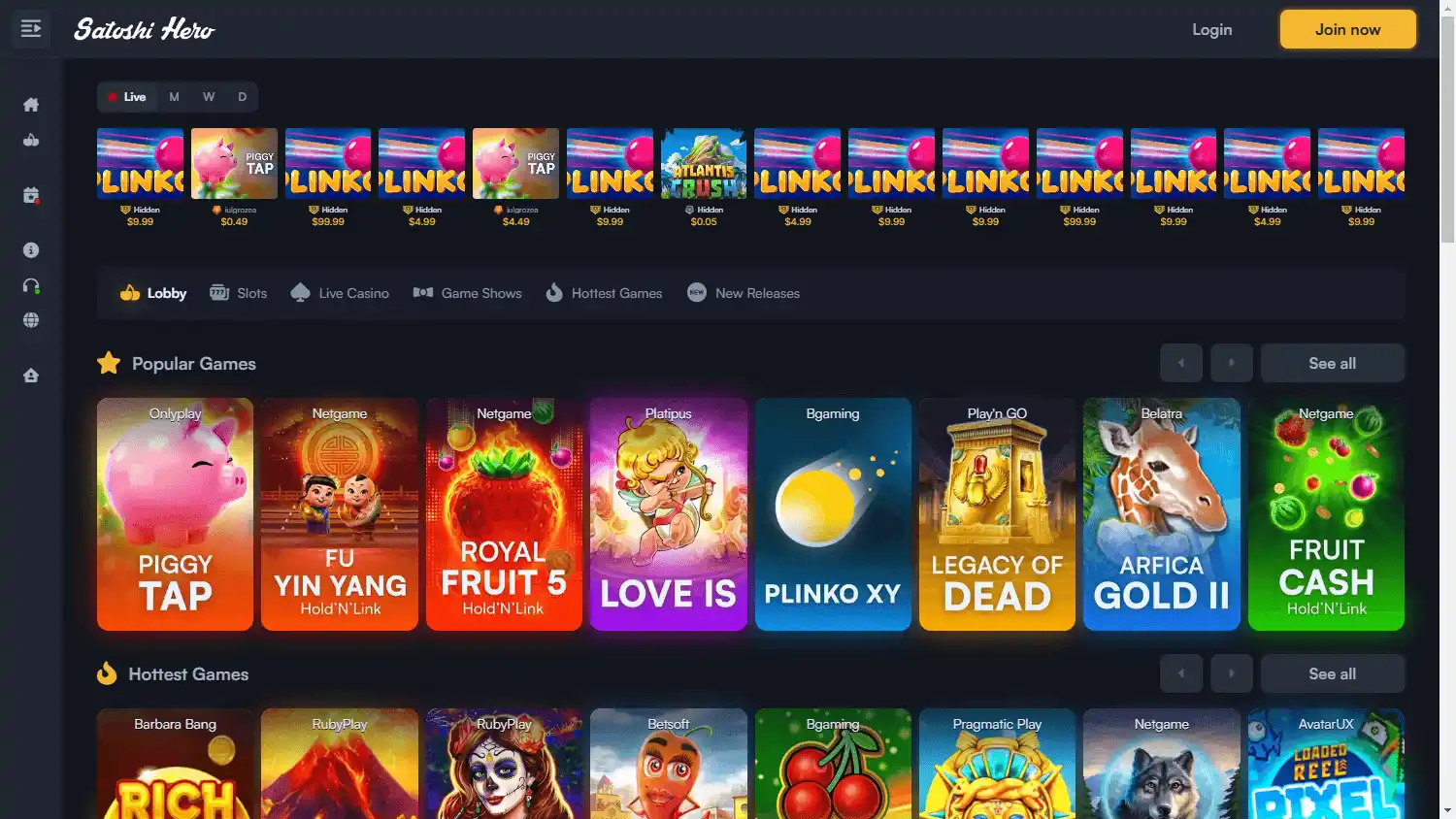 Satoshi Hero Casino screenshot 2
