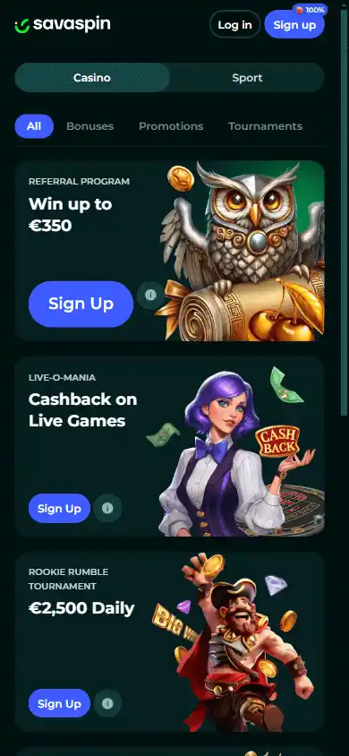 Savaspin Casino screenshot 2