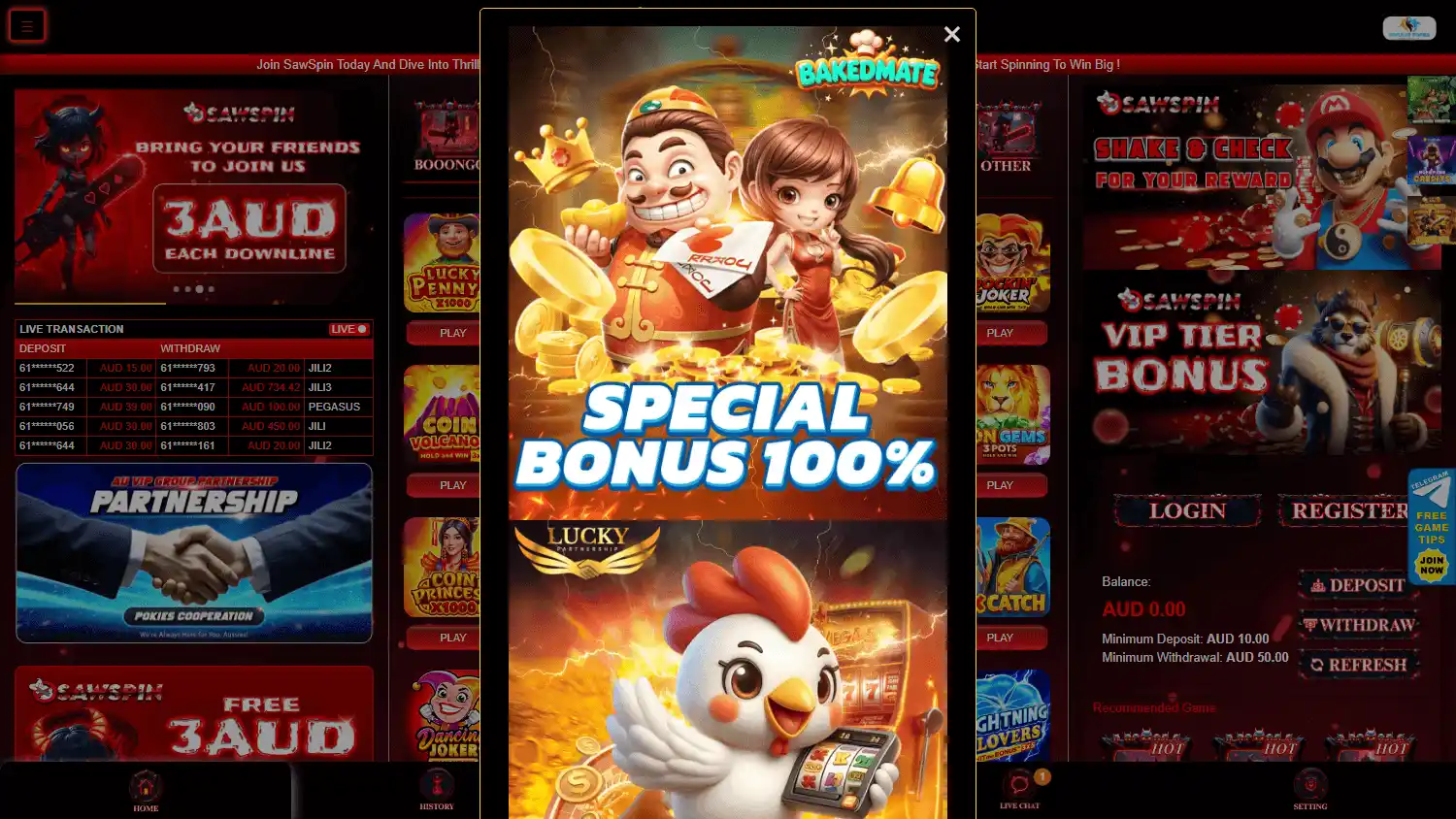 SawSpin Casino screenshot 1