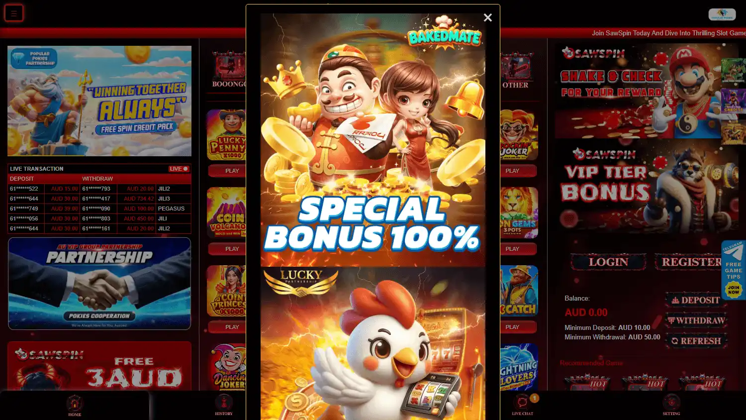 SawSpin Casino screenshot 2