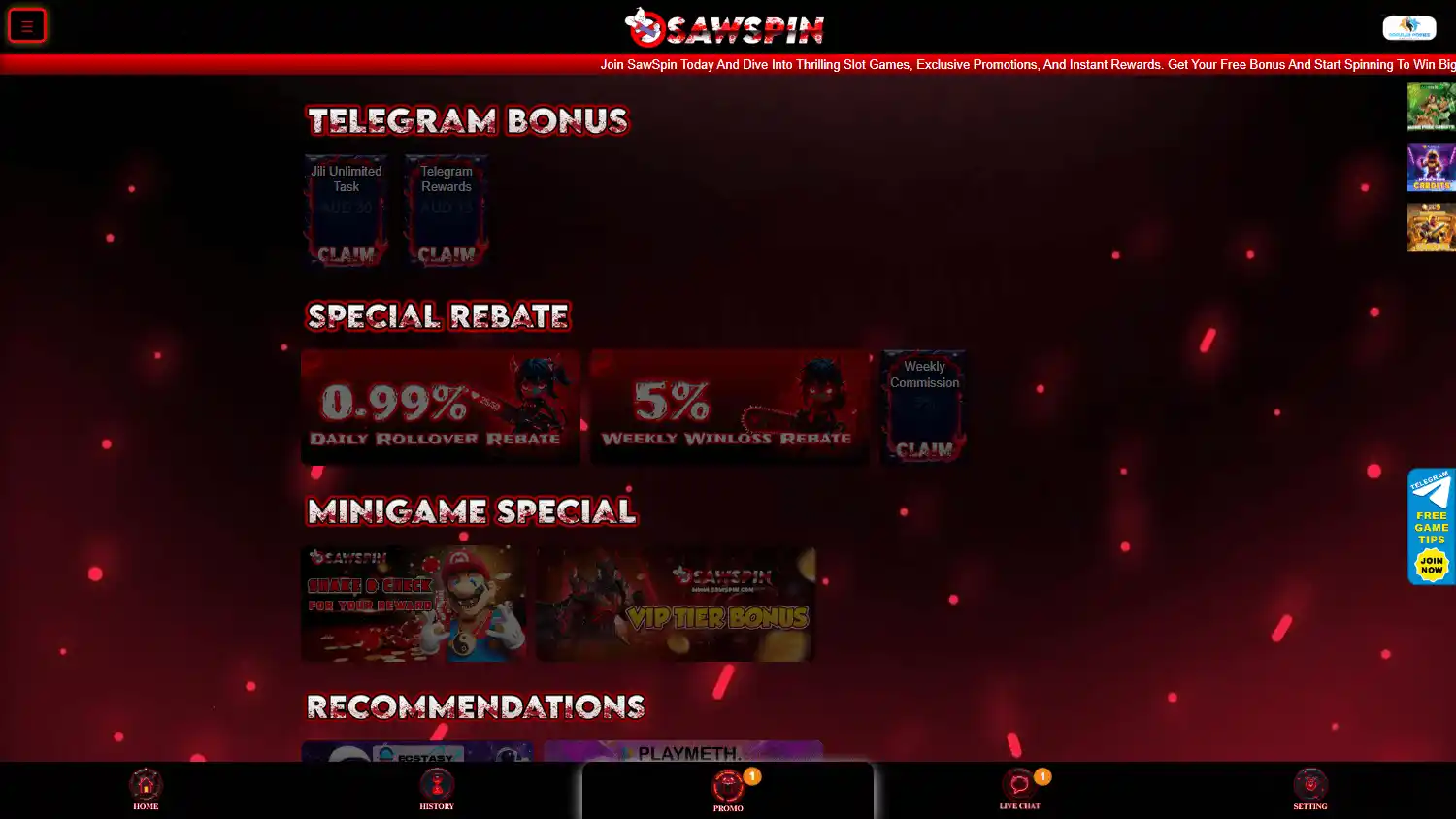 SawSpin Casino screenshot 3