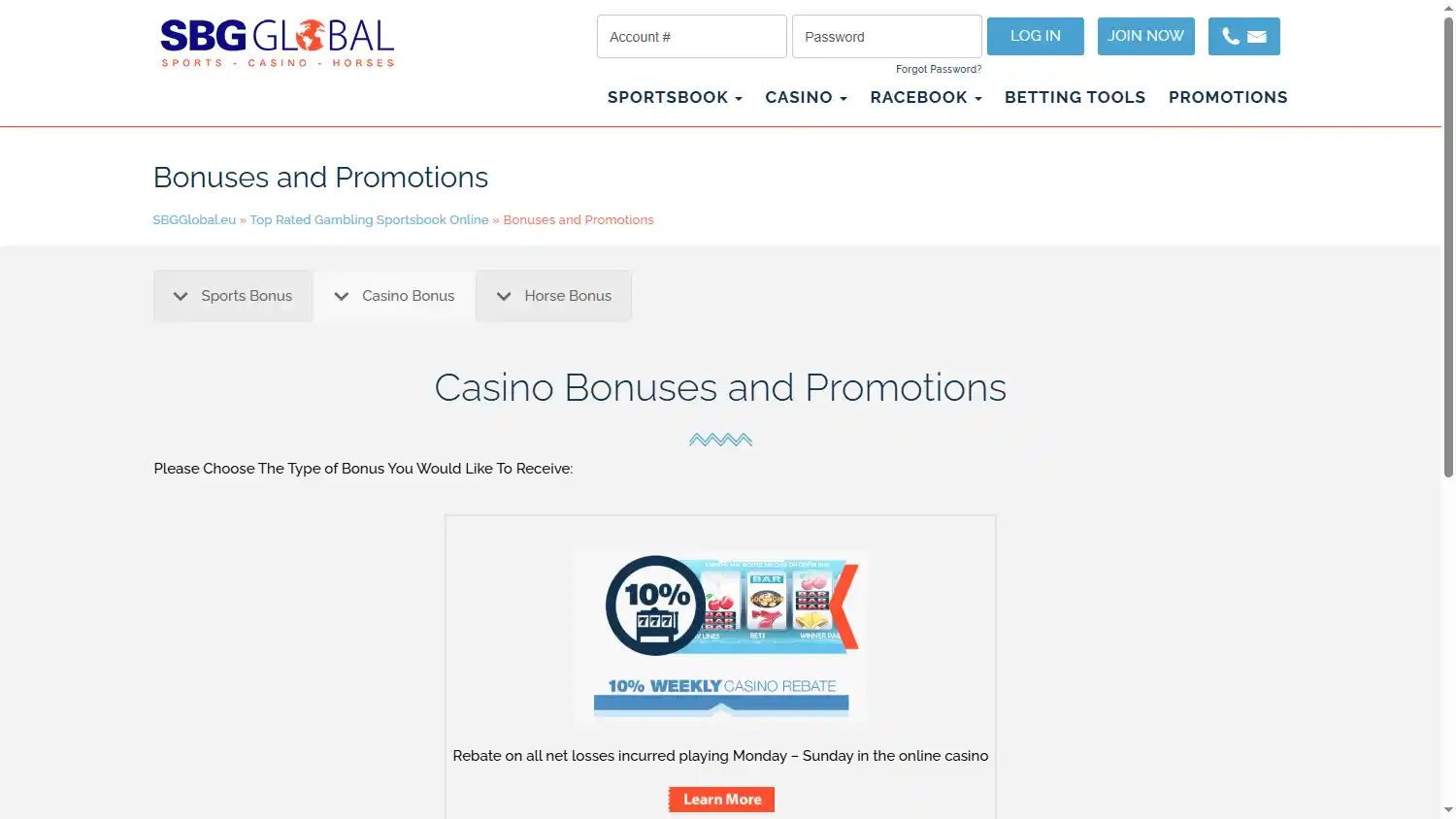 SBG Global Casino screenshot 3