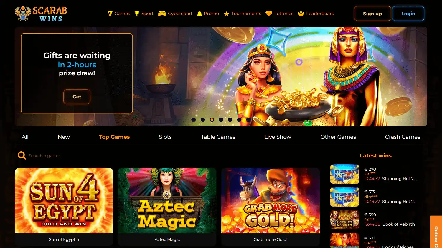 Scarabwins Casino screenshot 1