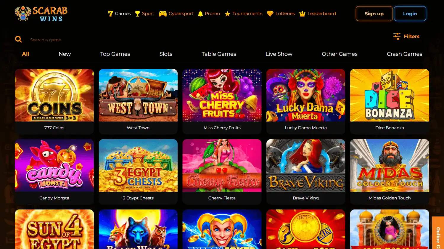 Scarabwins Casino screenshot 2