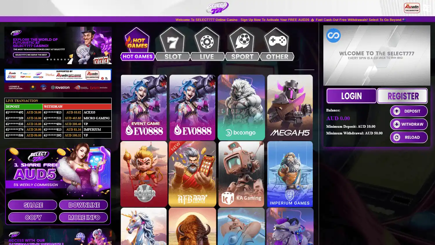 SELECT777 Casino screenshot 1