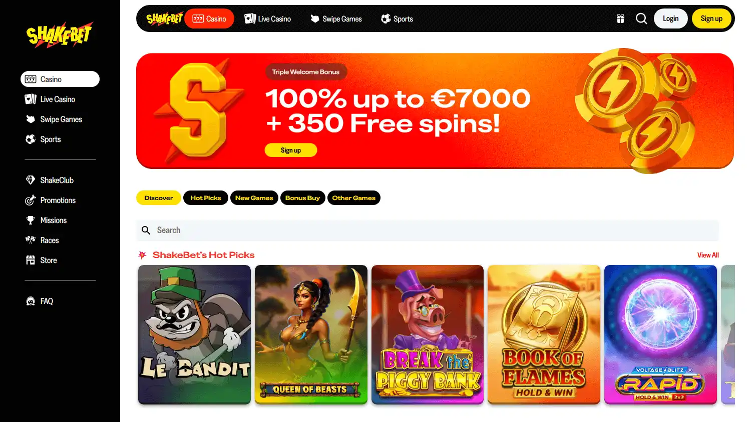 ShakeBet Casino screenshot 2