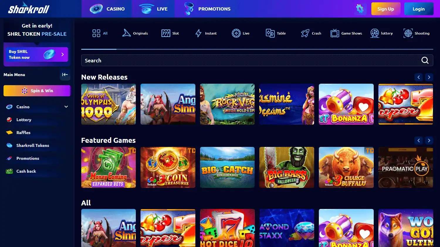 Sharkroll Casino screenshot 2