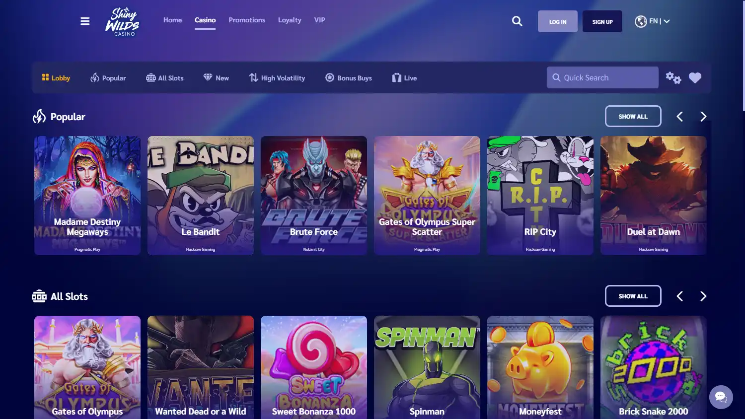 ShinyWilds Casino screenshot 2
