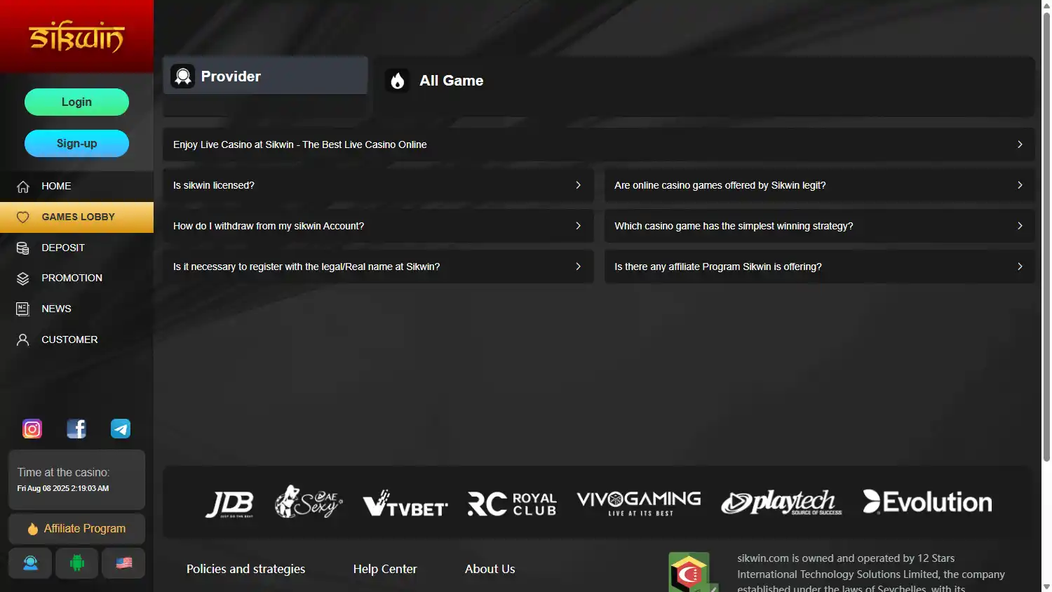 SIKWIN Casino screenshot 2