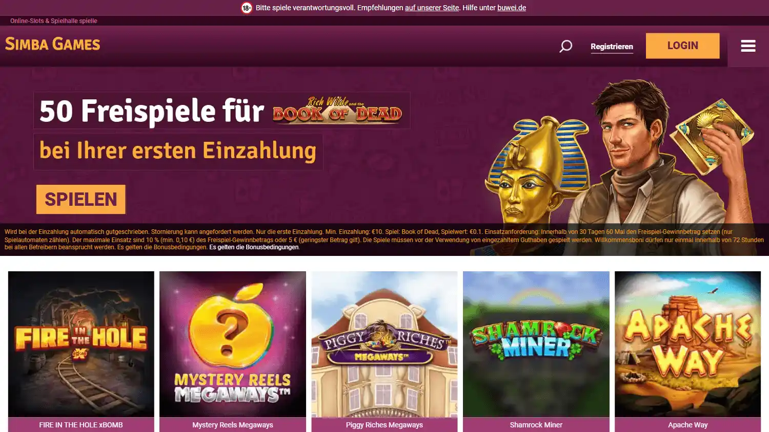 Simba Games Casino DE screenshot 1
