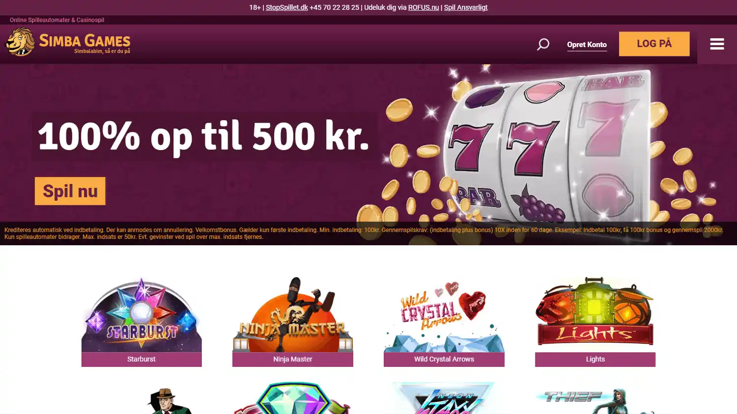 Simba Games Casino DK screenshot 1
