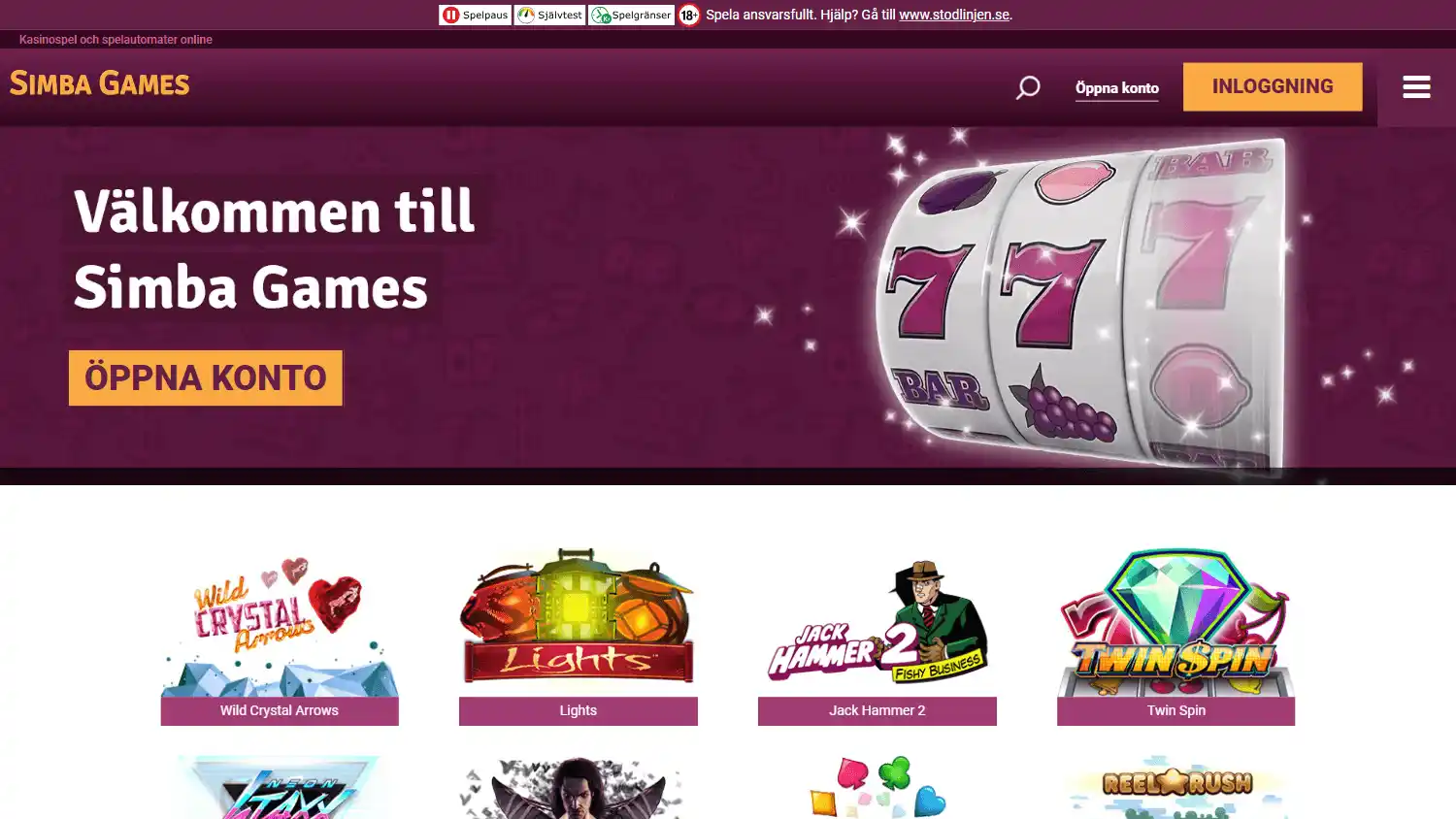 Simba Games Casino SE screenshot 1