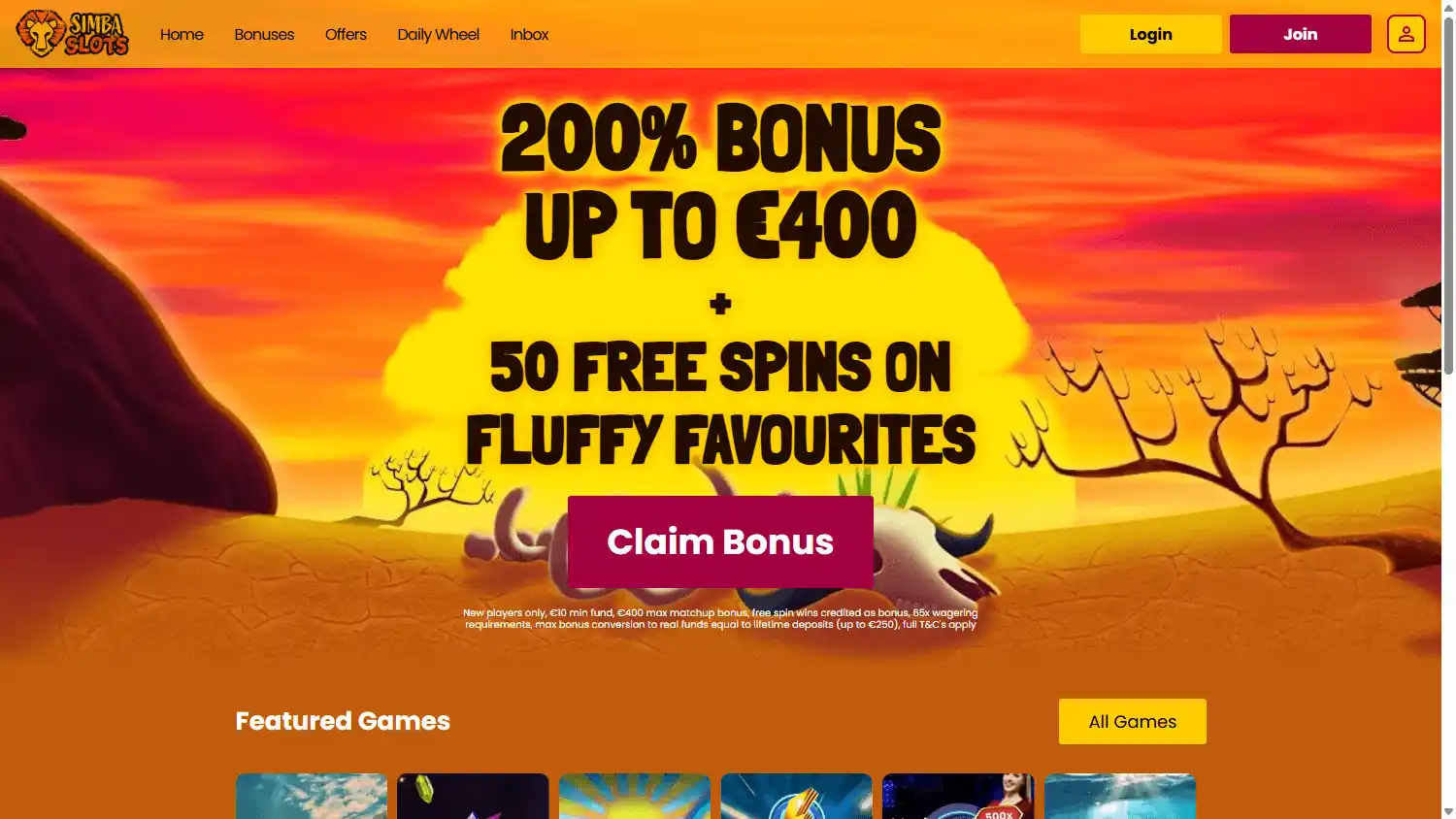 Simba Slots Casino IE screenshot 1