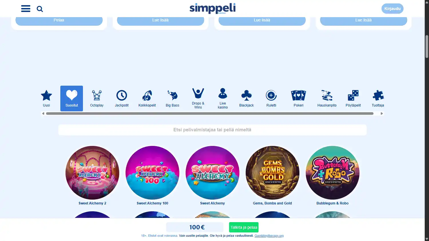 Simppeli Casino screenshot 2