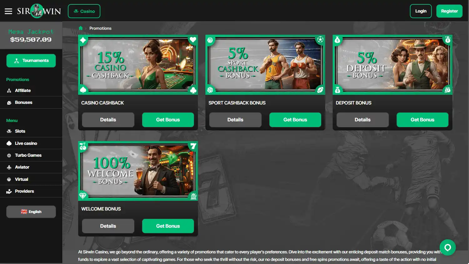Sirwin Casino screenshot 3