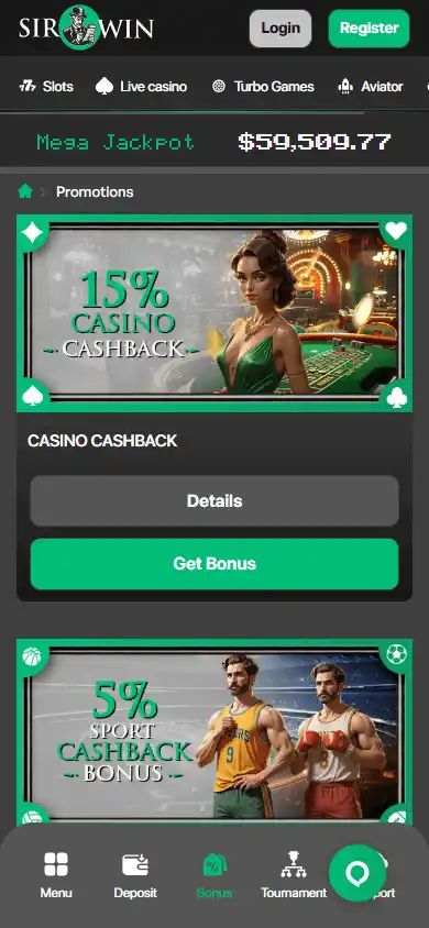Sirwin Casino screenshot 6