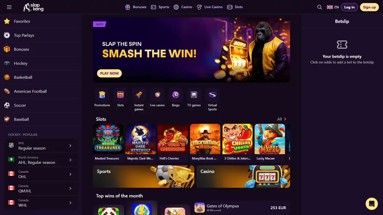 SlapKong Casino screenshot 1
