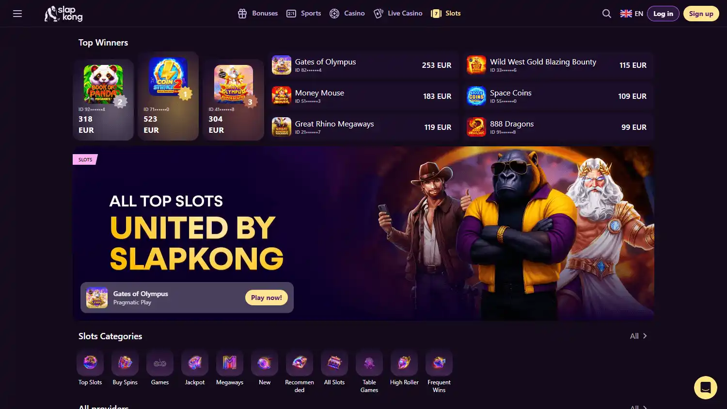 SlapKong Casino screenshot 2