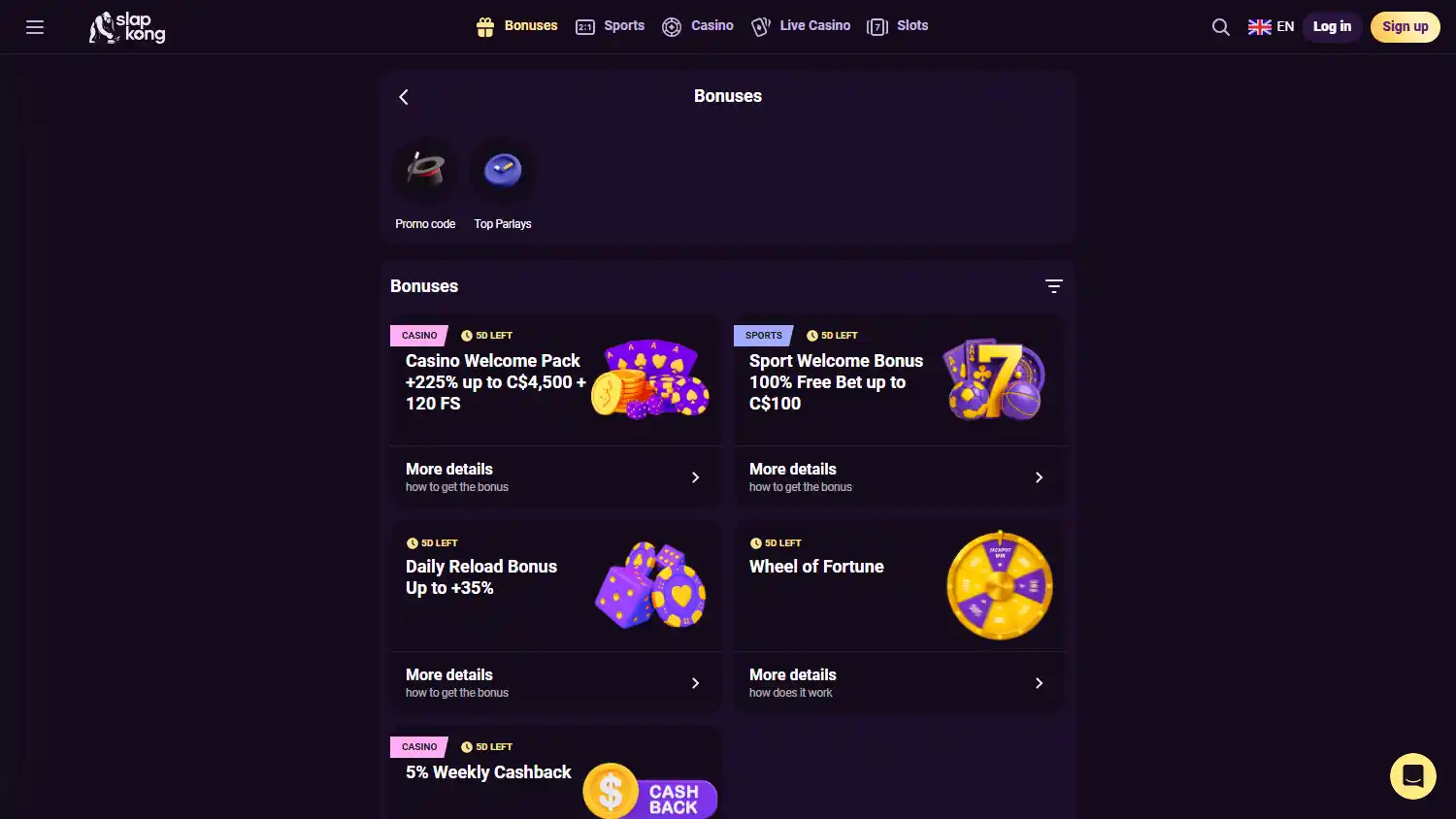 SlapKong Casino screenshot 3