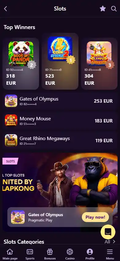 SlapKong Casino screenshot 5