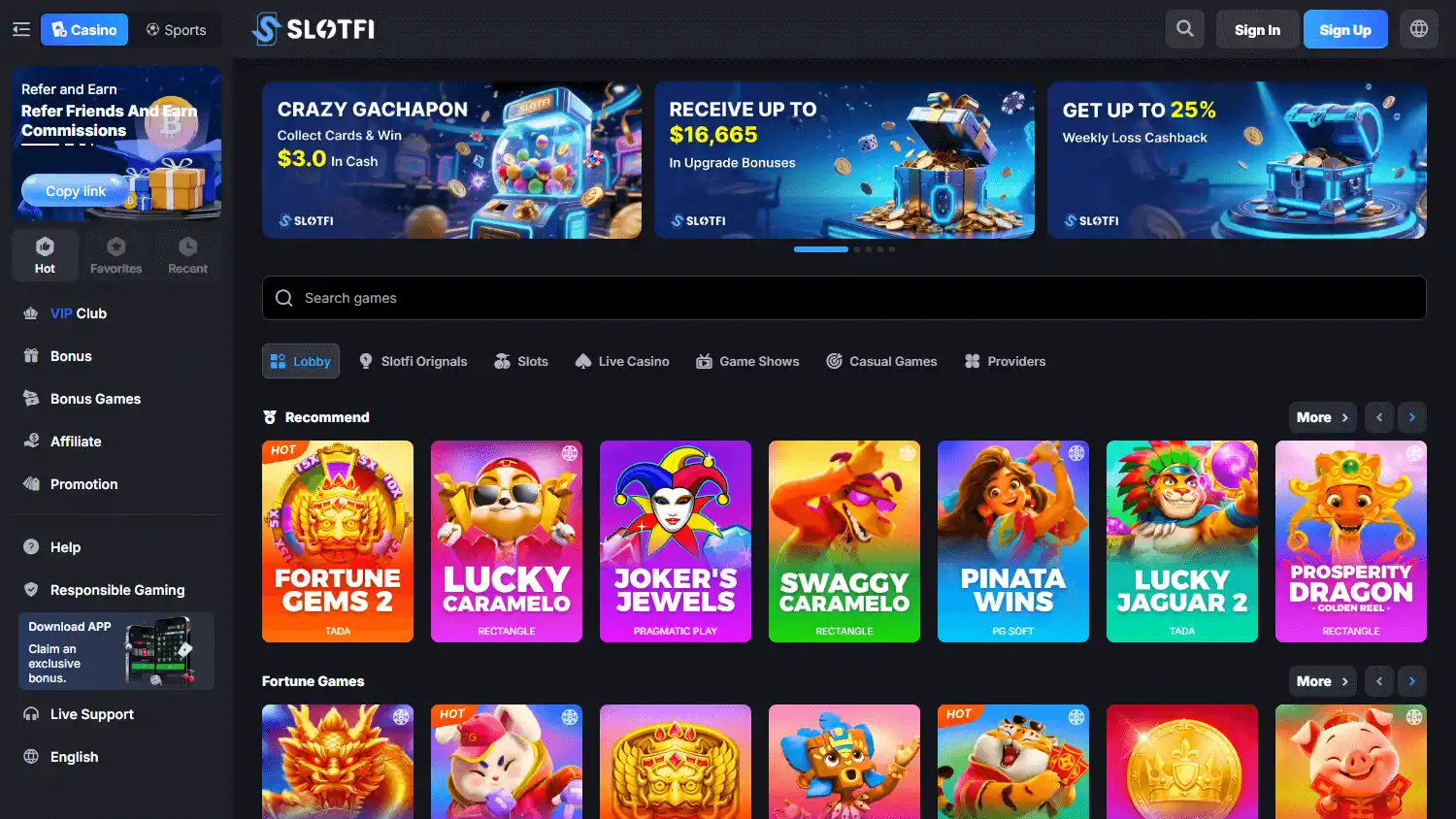 SLOTFI Casino screenshot 2