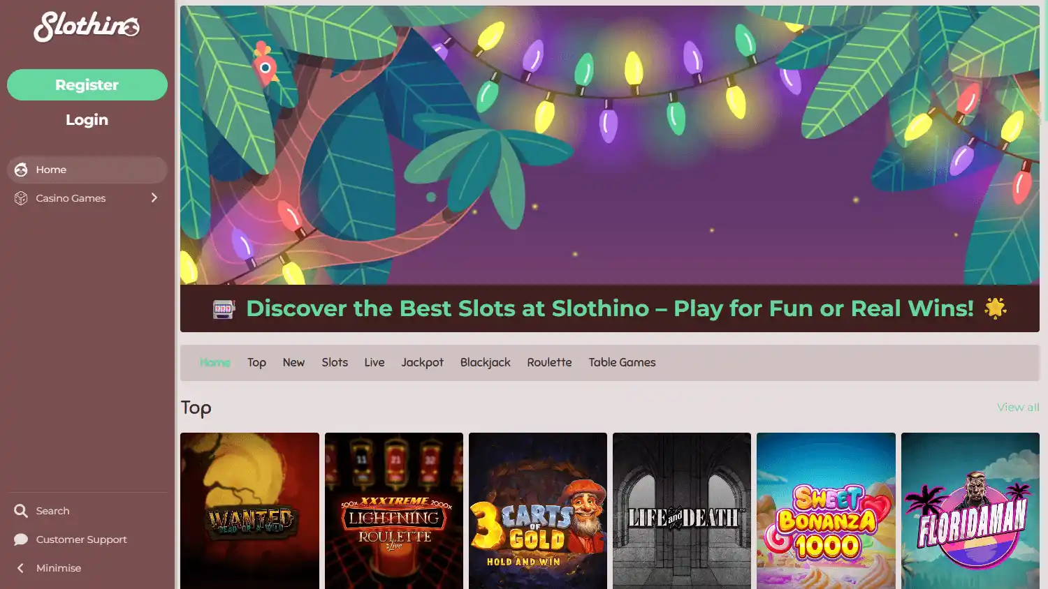 Slothino Casino screenshot 1
