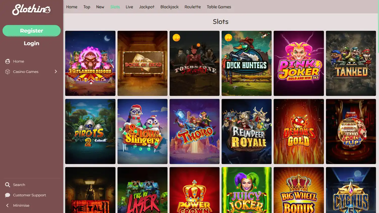 Slothino Casino screenshot 2