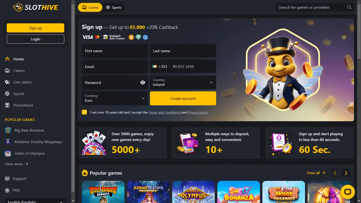 SlotHive Casino screenshot 1