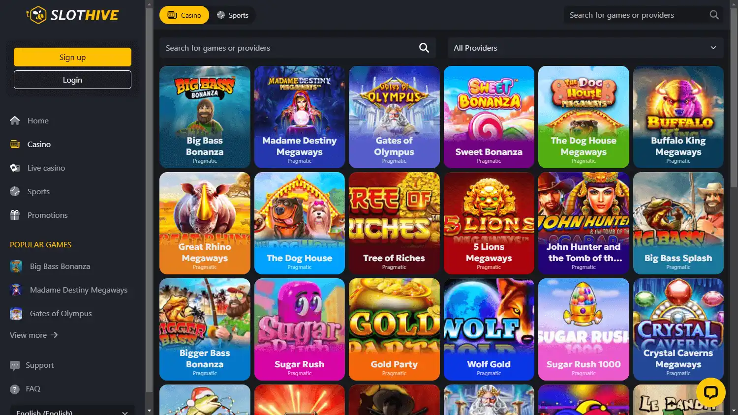 SlotHive Casino screenshot 2
